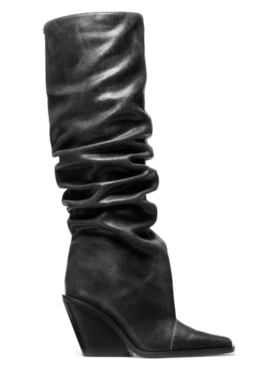 Michael Michael Kors Women's Noemie Leather Wedge Boots In Black