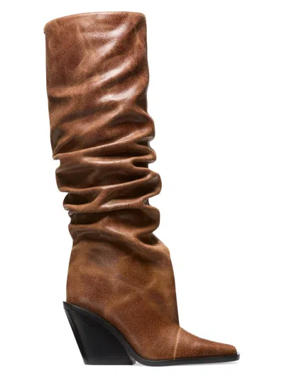 Michael Michael Kors Women's Noemie Leather Wedge Boots In Brown