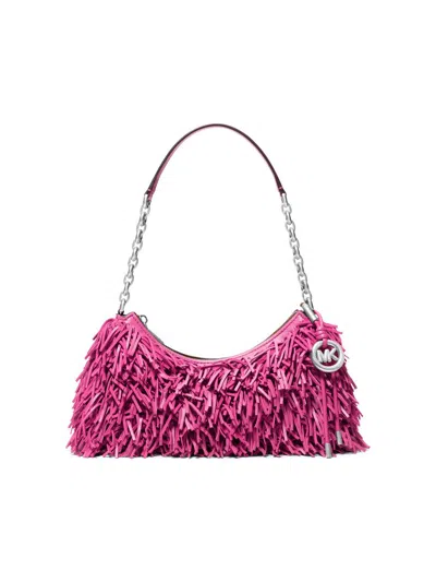 Michael Michael Kors Women's Nolita Medium Fringed Leather Pouchette In Pink