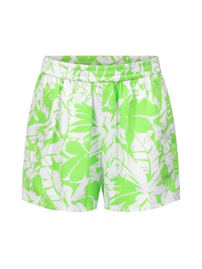 Michael Michael Kors Women's Palm Textured Satin Pull-on Shorts In Green Apple