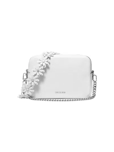 Michael Michael Kors Women's Pebbled Leather Medium Camera Crossbody Bag In White