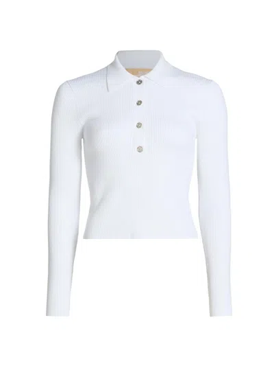 Michael Michael Kors Women's Ribbed Polo Top In White