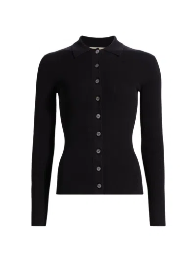 Michael Michael Kors Women's Rib-knit Button-front Cardigan In Black