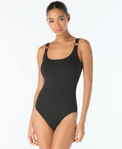 Michael Michael Kors Women's Scoop Neck One-piece Swimsuit In Black