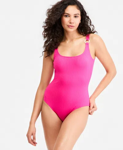 Michael Michael Kors Women's Scoop Neck One-piece Swimsuit In Pink