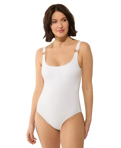 Michael Michael Kors Women's Scoop Neck One-piece Swimsuit In White