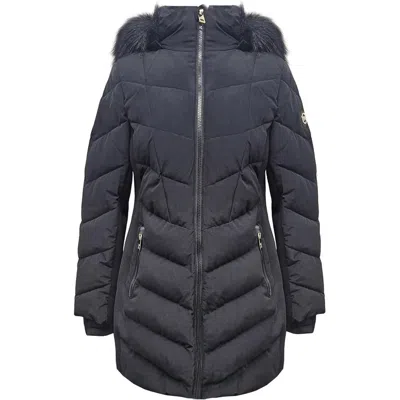 Michael Michael Kors Women's Scuba Chevron Knee Length Coat In Black