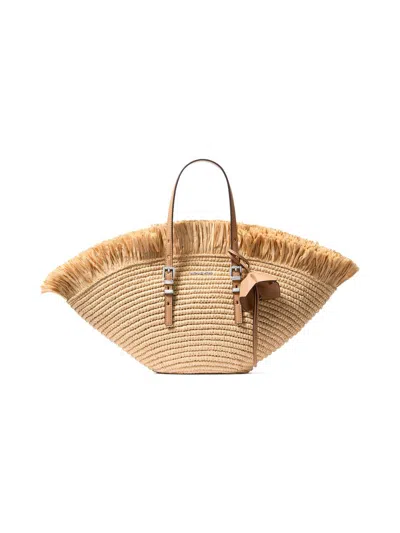 Michael Michael Kors Women's Small Fan Raffia Tote Bag