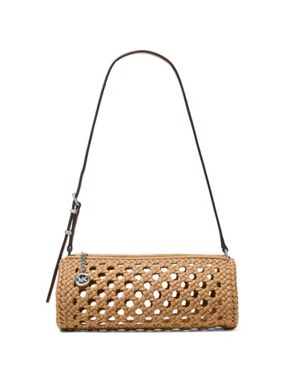 Michael Michael Kors Women's Small Open-weave Barrel Pouchette In Brown