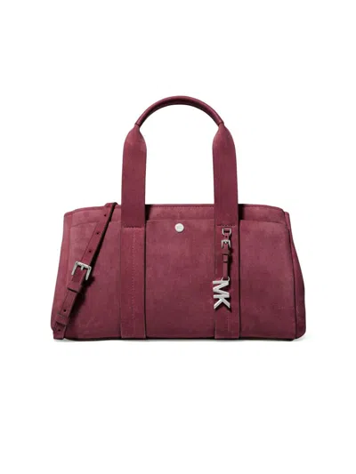 Michael Michael Kors Women's Small Romee Logo Suede Satchel In Burgundy
