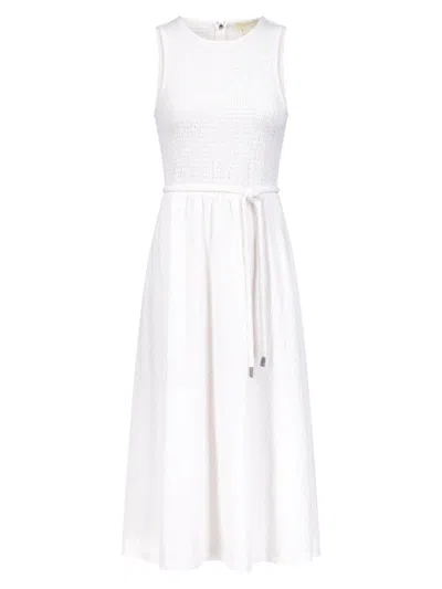 Michael Michael Kors Women's Smocked Sleeveless Midi-dress In White
