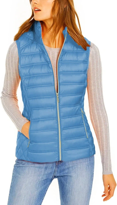 Michael Michael Kors Women's South Pacific Blue Down Puffer Vest With Removable Hood