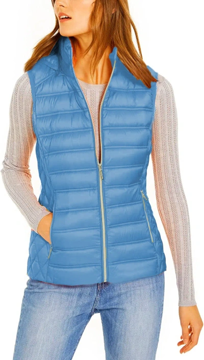 Michael Michael Kors Packable Sleeveless Puffer Vest In Blue