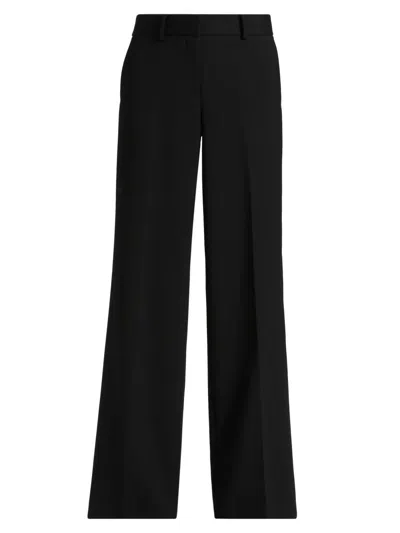 Michael Michael Kors Women's Stretch Wool-blend Wide-leg Pants In Black