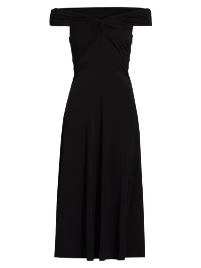 Michael Michael Kors Women's Twist Off-the-shoulder Midi-dress In Black