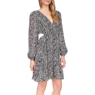 Michael Michael Kors Pleated Zebra-print Mini Dress In Black