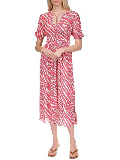 Michael Michael Kors Zebra-print Cotton Midi Dress In Multi