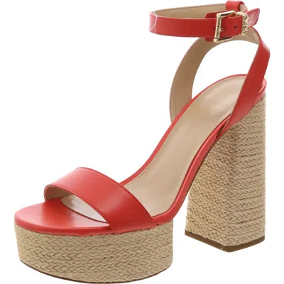 Michael Michael Kors Womens Block Heel Leather Espadrilles In Red