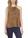 Michael Michael Kors Petites Womens Paisley Pleated Pullover Top In Multi