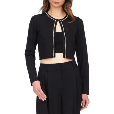 Michael Michael Kors Womens Embellished Knit Crop Sweater In Black