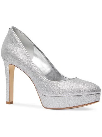 Michael Michael Kors Womens Faux Leather Pumps In Silver