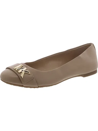 Michael Michael Kors Womens Faux Leather Round Toe Flat Shoes In Beige