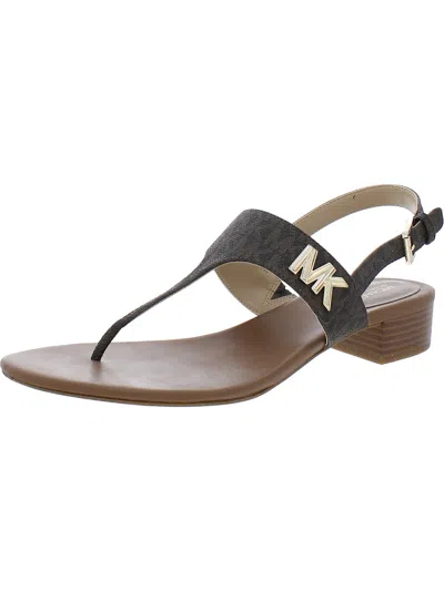 Michael Michael Kors Womens Faux Leather Thong Ankle Strap In Brown