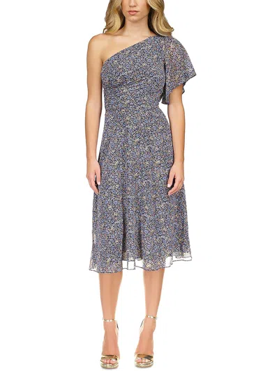 Michael Michael Kors Womens Floral One Shoulder Midi Dress In Multi