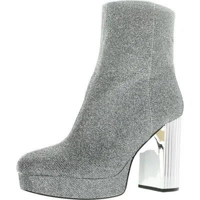 Michael Michael Kors Womens Glitter Manmade Ankle Boots In Silver