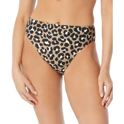 Michael Michael Kors Womens High Waist Leopard Print Swim Bottom Separates In Black