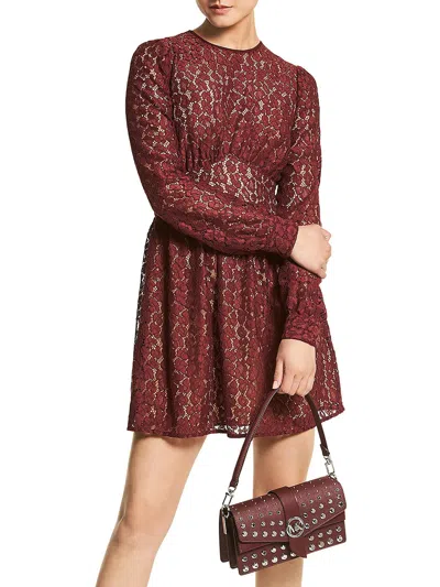 Michael Michael Kors Womens Lace Mini Fit & Flare Dress In Red