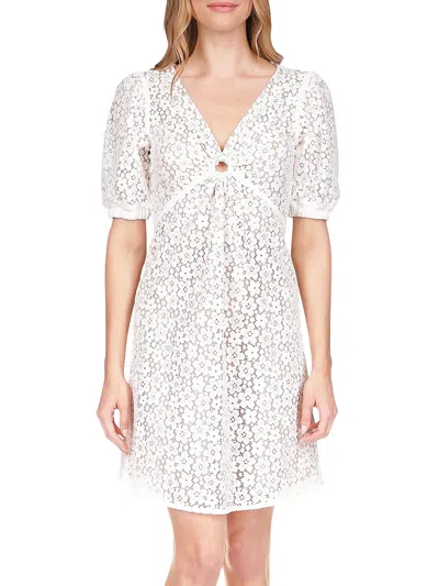 Michael Michael Kors Womens Lace Overlay Nylon Mini Dress In White