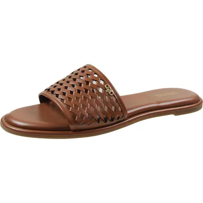 Michael Michael Kors Womens Laceless Leather Slide Sandals In Brown