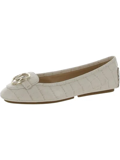 Michael Michael Kors Womens Leather Crocodile Pattern Moccasins In White