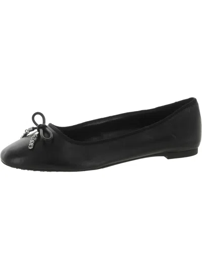 Michael Michael Kors Michael Kors Women's Black Nori Beaded Bow-embellished Leather Ballet Flats