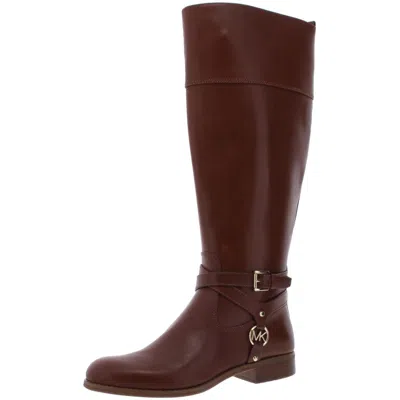 Michael Michael Kors Womens Leather Harness Riding Boots In Brown