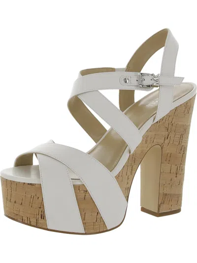 Michael Michael Kors Womens Leather Strappy Platform Sandals In White