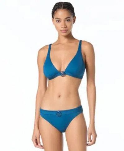 Michael Michael Kors Womens Logo Detail Swim Bra Top Swim Bottoms In Blue