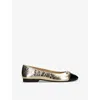 Michael Michael Kors Womens Rebecca Chain-link Leather Ballet Pumps Gold Comb In Gold Comb