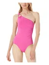 Michael Michael Kors Womens One Shoulder Underwire One-piece Swimsuit In Pink