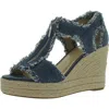 Michael Michael Kors Womens Round Toe Front Zipper Wedge Sandals In Blue