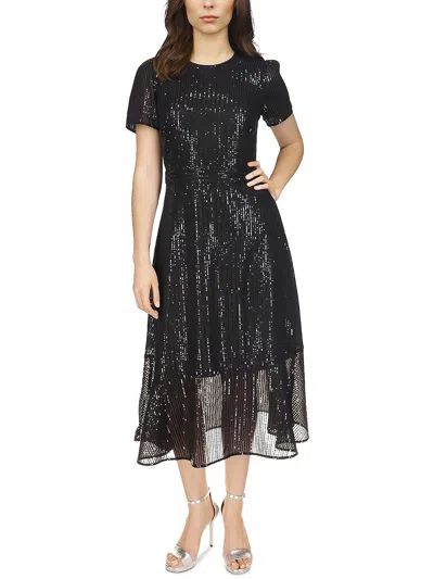 Michael Michael Kors Womens Sequined Stripe Midi Dress In Black