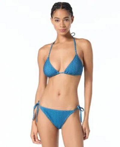 Michael Michael Kors Womens String Bikini Swim Top Tie Bikini Swim Bottoms In Blue