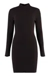 Michael Michael Kors Long-sleeved Ribbed-knit Minidress In Brown