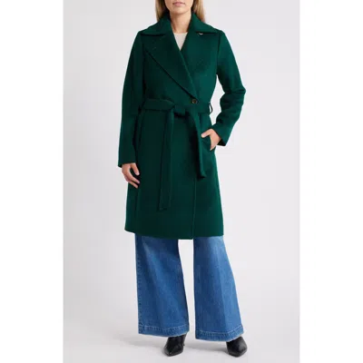 Michael Michael Kors Wool Blend Wrap Coat In Dark Emerald