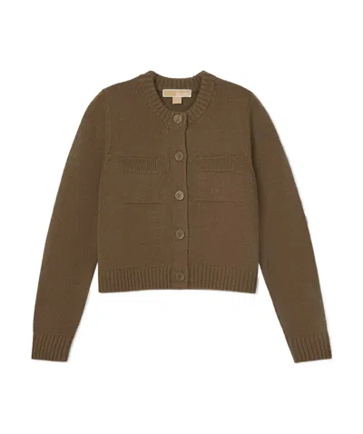 Michael Michael Kors Wool Cardigan In Brown