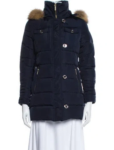 Pre-owned Michael Michael Kors Wool Down Coat In Blue