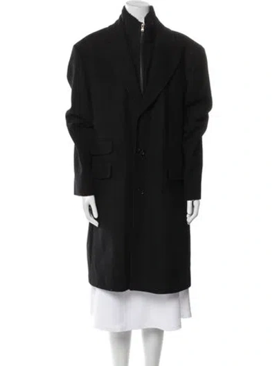 Pre-owned Michael Michael Kors Wool Faux Fur Coat In Black