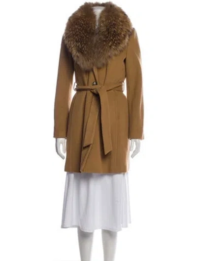 Pre-owned Michael Michael Kors Wool Faux Fur Coat In Brown