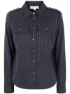 Michael Michael Kors Wool Fitted Army Shirt In Charcoalhthr